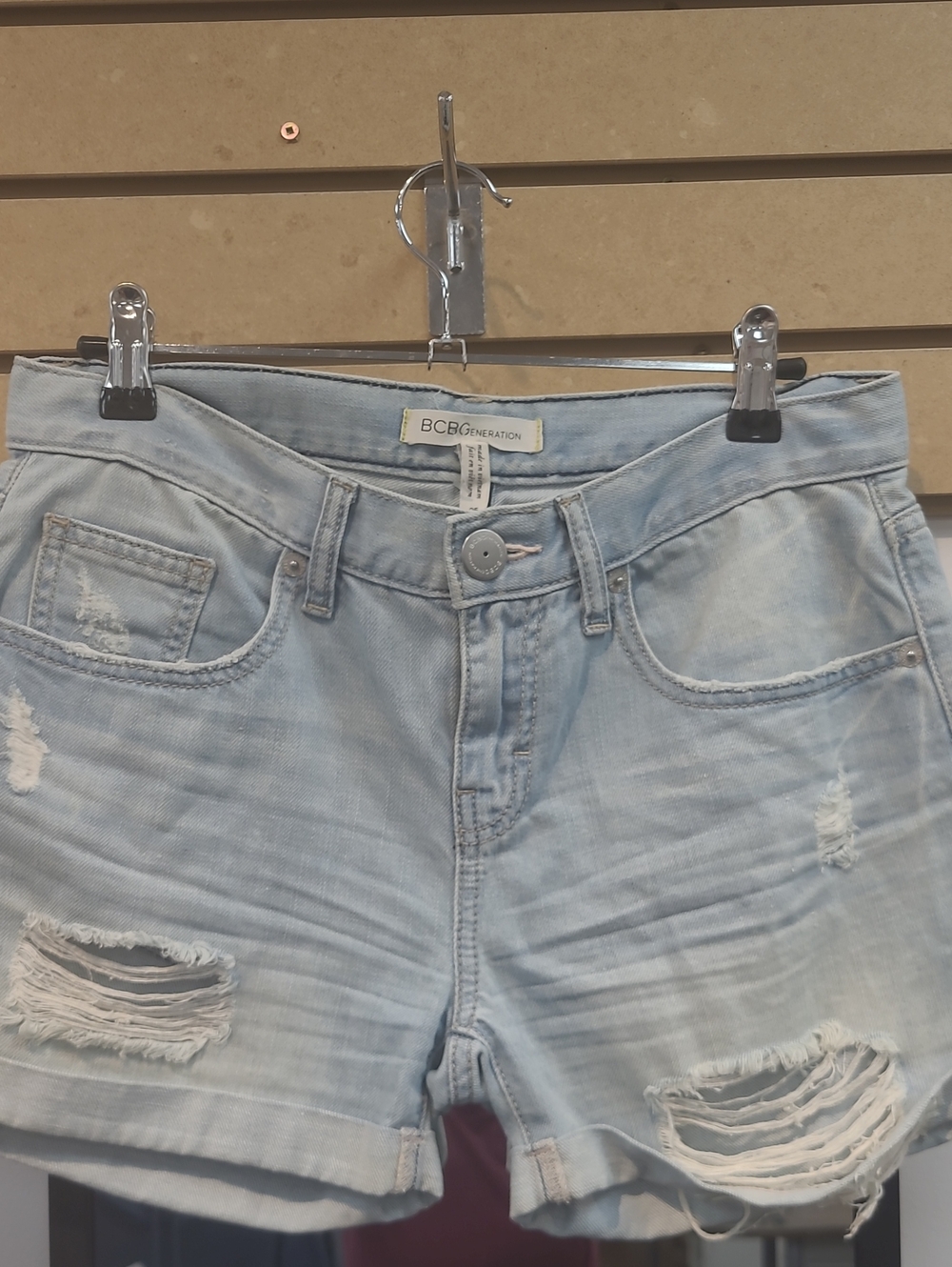 BCBGeneration Light Blue Ripped Denim Shorts